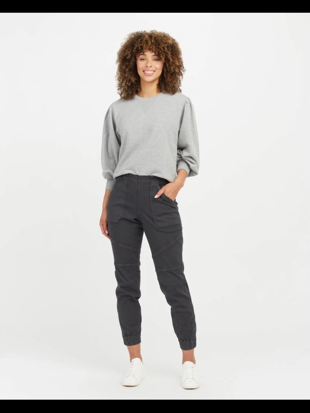 Spanx Stretch Twill Cargo Jogger Washed Black Size Large